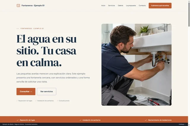 Vista del ejemplo Fontaneros · Ejemplo 01