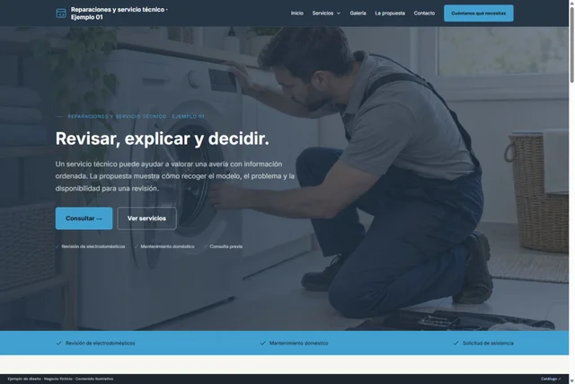 Vista previa de Reparaciones y servicio técnico · Ejemplo 01