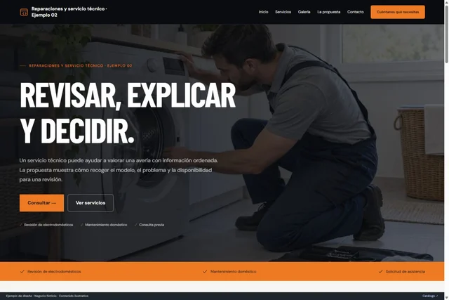 Vista previa de Reparaciones y servicio técnico · Ejemplo 02