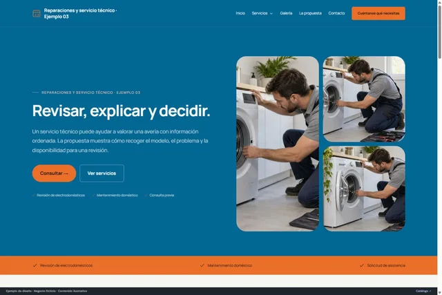 Vista previa de Reparaciones y servicio técnico · Ejemplo 03