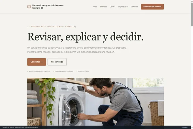 Vista previa de Reparaciones y servicio técnico · Ejemplo 05