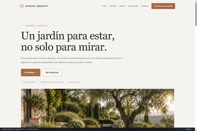 Vista previa de Jardinería · Ejemplo 01