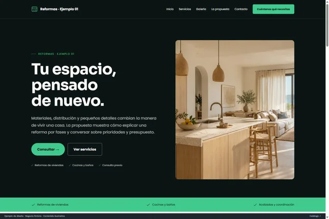 Vista del ejemplo Reformas · Ejemplo 01