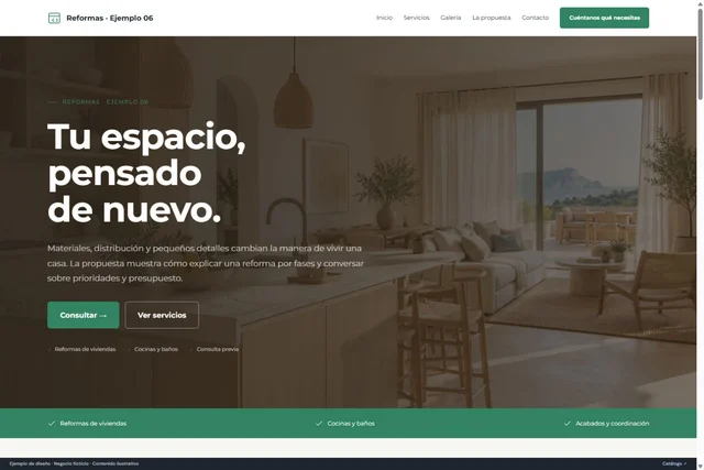 Vista del ejemplo Reformas · Ejemplo 06