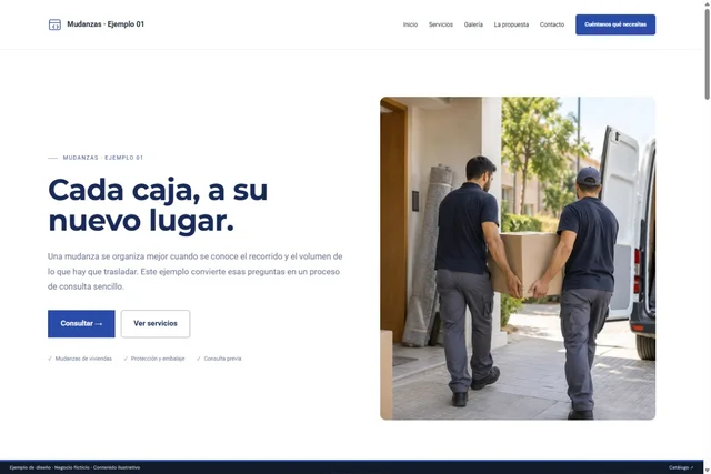 Vista del ejemplo Mudanzas · Ejemplo 01