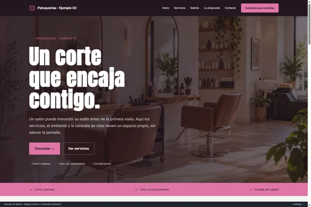 Vista previa de Peluquerías · Ejemplo 02
