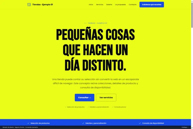 Vista del ejemplo Tiendas · Ejemplo 01