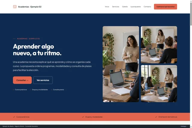Vista previa de Academias · Ejemplo 02