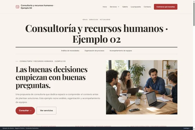 Vista previa de Consultoría y recursos humanos · Ejemplo 02