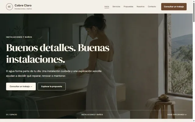 Vista previa de Cobre Claro · Instalaciones y baños