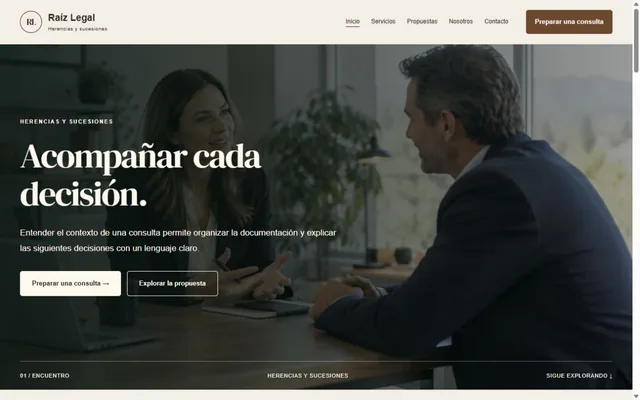 Vista previa de Raíz Legal · Herencias y sucesiones