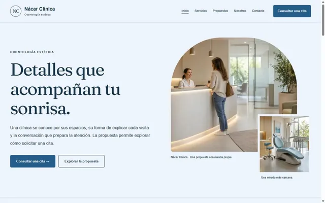 Vista previa de Nácar Clínica · Odontología estética