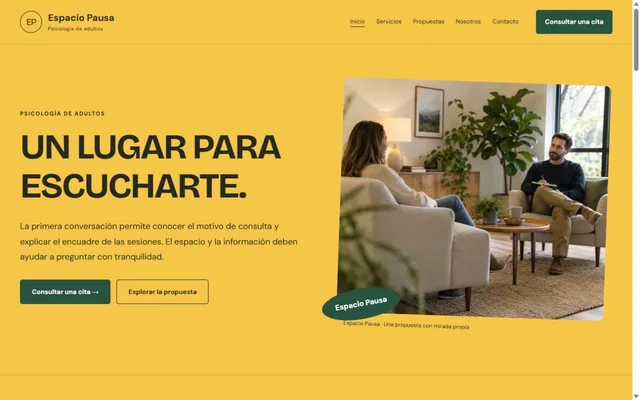 Vista previa de Espacio Pausa · Psicología de adultos