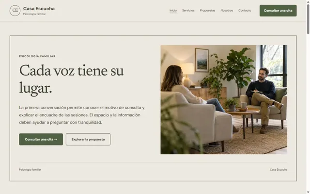 Vista previa de Casa Escucha · Psicología familiar