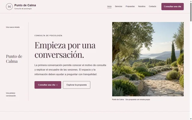 Vista previa de Punto de Calma · Consulta de psicología