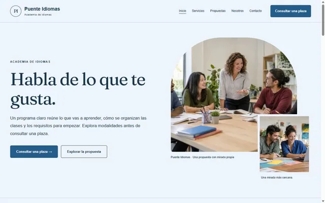 Vista previa de Puente Idiomas · Academia de idiomas