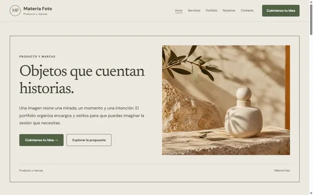 Vista previa de Materia Foto · Producto y marcas