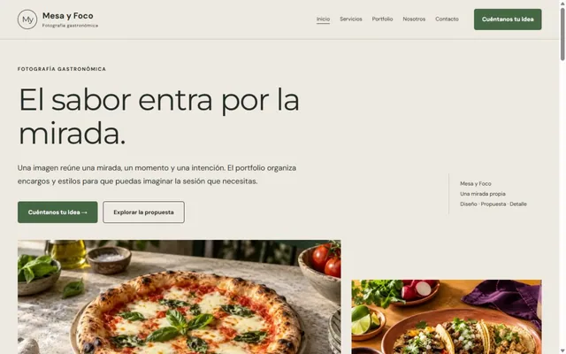 Vista previa de Mesa y Foco · Fotografía gastronómica