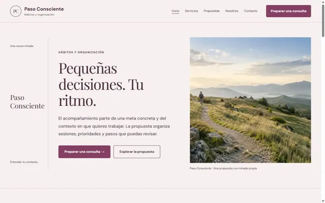 Vista previa de Paso Consciente · Hábitos y organización