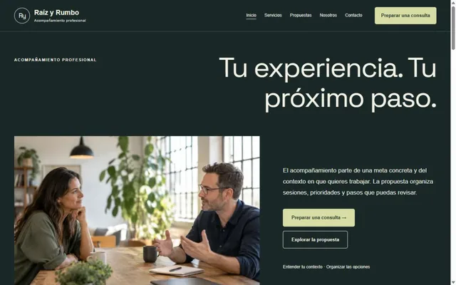 Vista previa de Raíz y Rumbo · Acompañamiento profesional