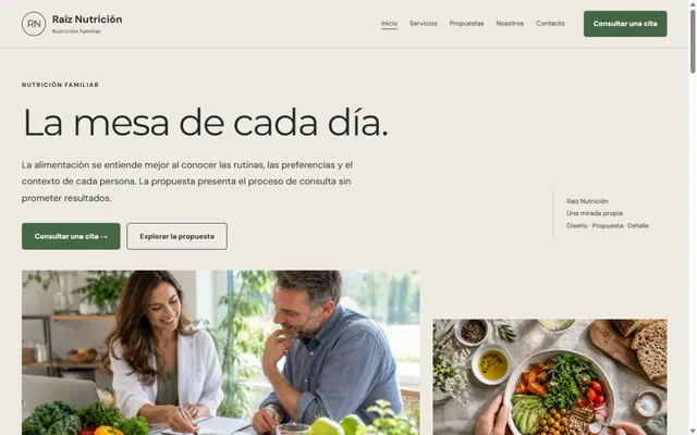Vista previa de Raíz Nutrición · Nutrición familiar