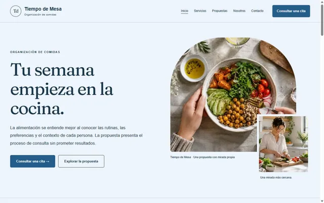 Vista previa de Tiempo de Mesa · Organización de comidas