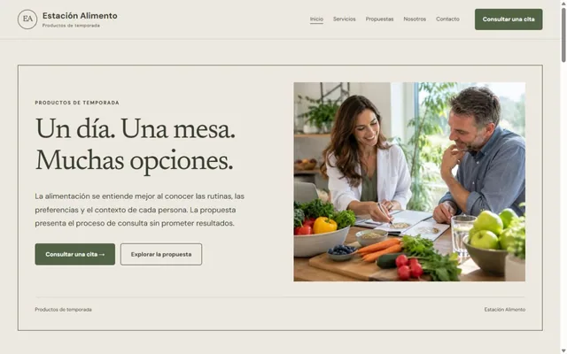 Vista previa de Estación Alimento · Productos de temporada