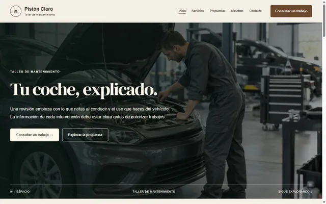 Vista previa de Pistón Claro · Taller de mantenimiento