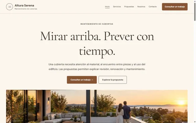Vista previa de Altura Serena · Mantenimiento de cubiertas