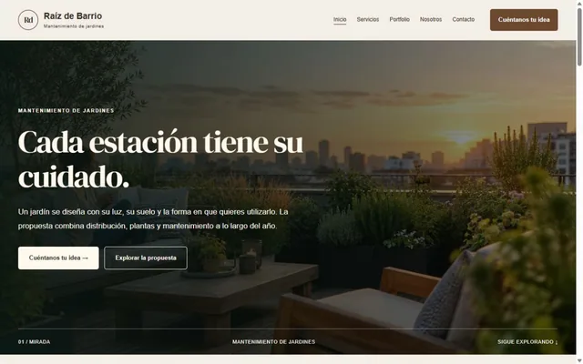 Vista previa de Raíz de Barrio · Mantenimiento de jardines