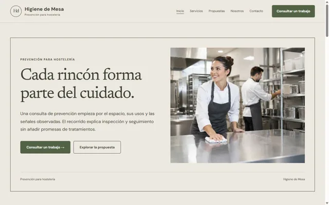 Vista previa de Higiene de Mesa · Prevención para hostelería