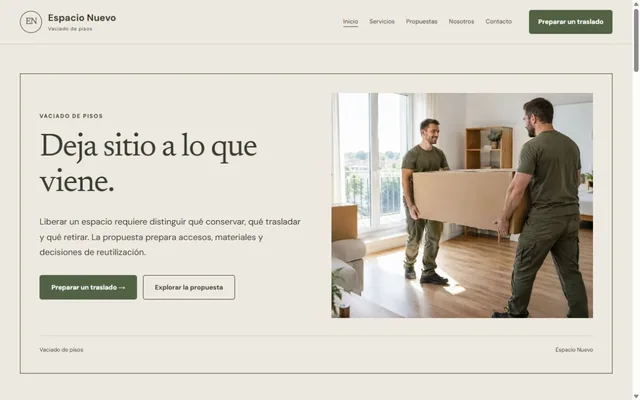 Vista previa de Espacio Nuevo · Vaciado de pisos