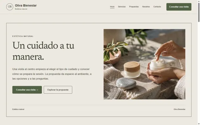 Vista previa de Oliva Bienestar · Estética natural