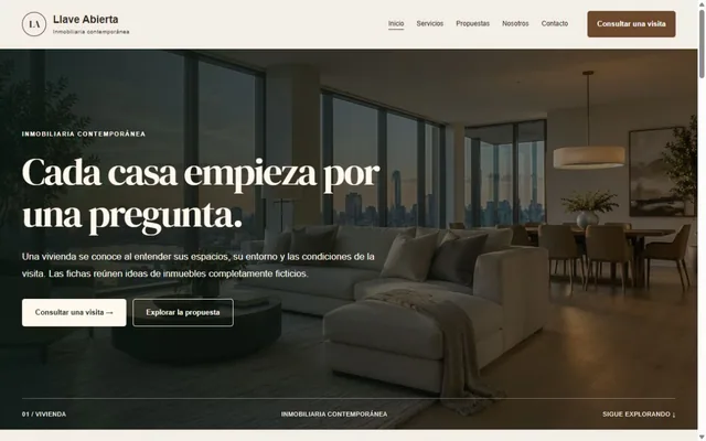 Vista previa de Llave Abierta · Inmobiliaria contemporánea