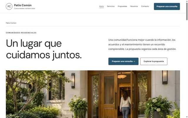Vista previa de Patio Común · Comunidades residenciales