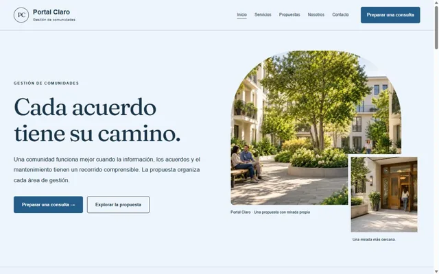 Vista previa de Portal Claro · Gestión de comunidades
