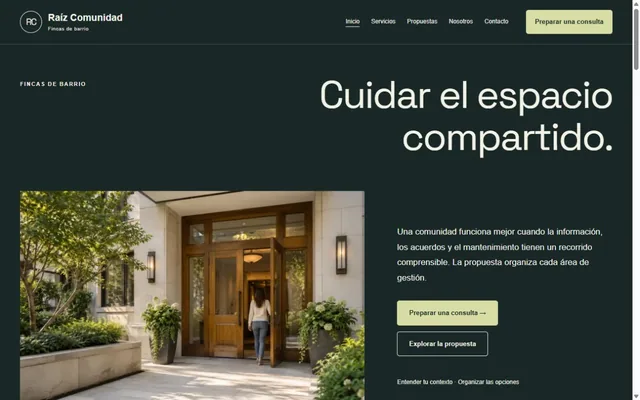Vista previa de Raíz Comunidad · Fincas de barrio