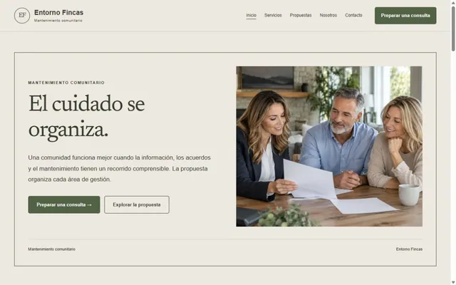 Vista previa de Entorno Fincas · Mantenimiento comunitario