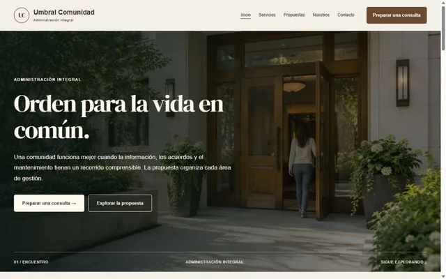 Vista previa de Umbral Comunidad · Administración integral