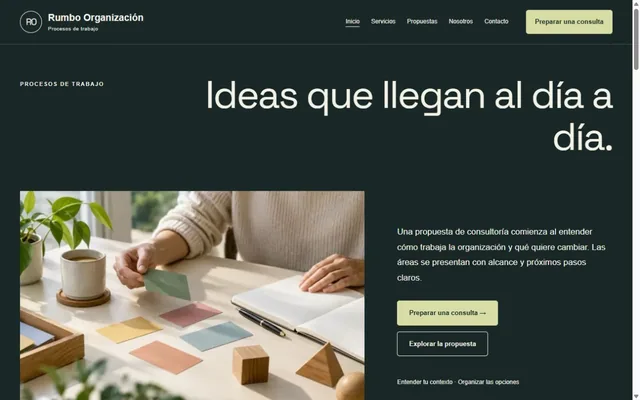 Vista previa de Rumbo Organización · Procesos de trabajo