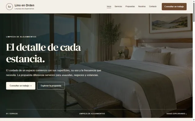 Vista previa de Lino en Orden · Limpieza de alojamientos