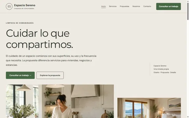 Vista previa de Espacio Sereno · Limpieza de comunidades
